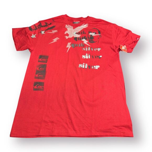 Quiksilver‎ Graphic T-Shirt Size Large Red Shirt Retro Skater Y2K - Picture 1 of 2